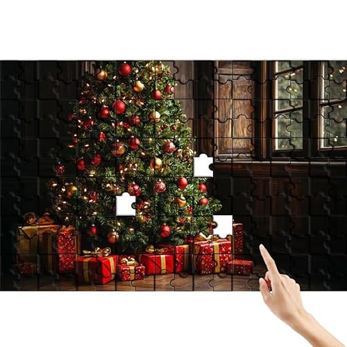 Weihnachten Puzzle 140 Teile Erwachsene, Weihnachtsbaum Klassische Puzzles Bastelset Erwachsene, Lustiges Lernspiele Herausforderung Spielzeug mit Box für Home Wall Decor Geschenke für Männer C-2 von Feionnug