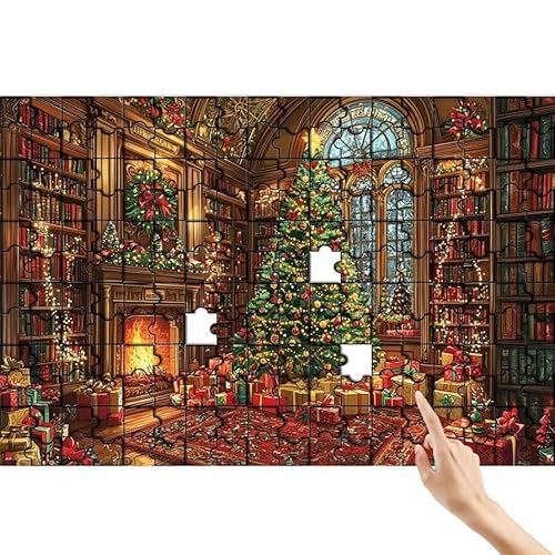 Weihnachten Puzzle 140 Teile Erwachsene, Weihnachtsbaum Klassische Puzzles Bastelset Erwachsene, Lustiges Lernspiele Herausforderung Spielzeug mit Box für Home Wall Decor Geschenke für Männer H-7 von Feionnug