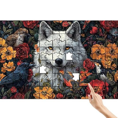 Wolf Puzzle 300 Teile Erwachsene, Blume Klassische Puzzles Bastelset Erwachsene, Buntes und Lustiges Lernspiele Set, Herausforderung Spielzeug mit Box für Home Wall Decor, Geschenke für Männer Z-8 von Feionnug