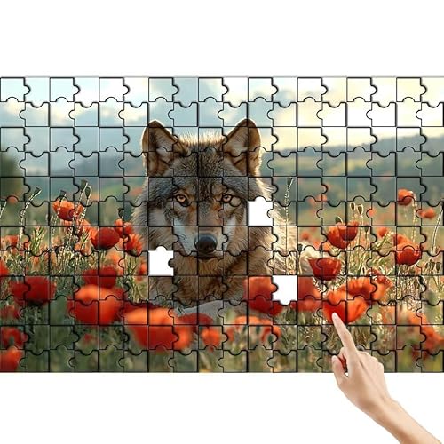 Wolf Puzzle 300 Teile Erwachsene, Mohn Klassische Puzzles Bastelset Erwachsene, Buntes und Lustiges Lernspiele Set, Herausforderung Spielzeug mit Box für Home Wall Decor, Geschenke für Männer P-5 von Feionnug