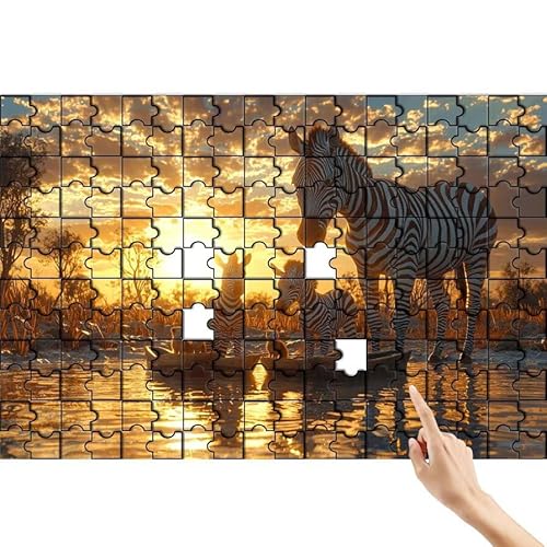 Zebra Puzzle 140 Teile Erwachsene, Sonnenuntergang Klassische Puzzles Bastelset Erwachsene, Buntes Lustiges Lernspiele, Herausforderung Spielzeug mit Box für Home Wall Decor Geschenke für Männer O-1 von Feionnug
