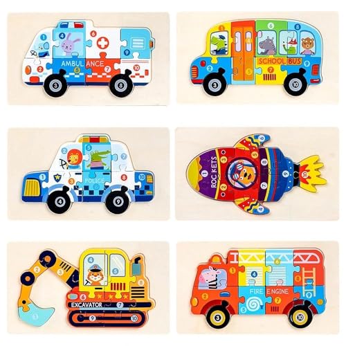 4 Stück Holzpuzzle Montessori Spielzeug, Transport Montessori Spielzeug für Kleinkinder, Nummer Holz Lernspielzeug Pädagogisches für Kinder ab 2 3 4 Jahren 4 Stück Holzpuzzle Montessori Spielzeug, Transport Montessori Spielzeug für Kleinkinder, Nummer Holz Lernspielzeug Pädagogisches für Kinder ab 2 3 4 Jahren von Feirdhoo