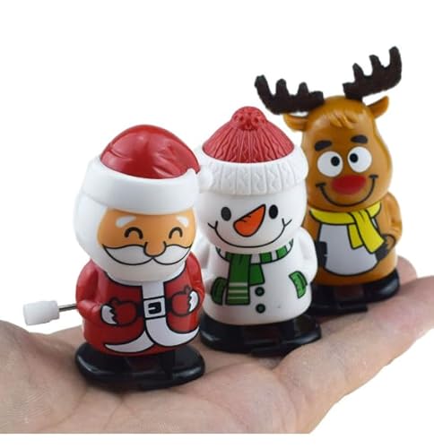Aufziehspielzeug Weihnachten, 6 Stück Aufziehfiguren Weihnachts Kleinigkeiten Kinder, Kleine Geschenke für Adventskalender Kinder, Schneemann Elch Weihnachtsmann Figur von Feirdhoo