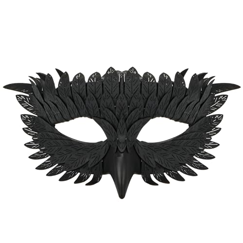Elegante Vogelmaske,Halbgesichtsmaske Halloween,Krähenmasken-Design mit falschen Federschnäbeln für Maskenbälle Fasching Kostümpartys Shows Halloween Kostüm Cosplay Maskerade von Feirdhoo