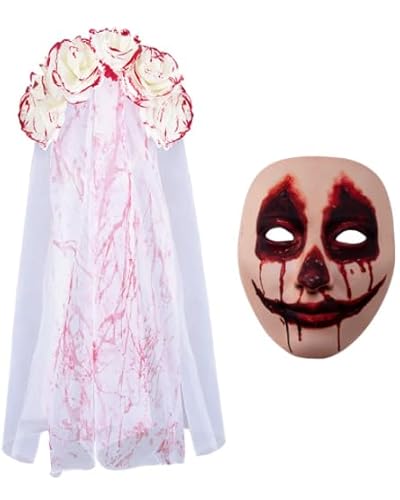 Halloween Frauen Blumenstirnbänder,Realistische Blutende Wundmaske,Halloween Horror Gesicht Kopfbedeckung Weißer blutiger Schleier Karnevals Accessoire Für Kostümpartys,Cosplay,Maskerade Requisiten Halloween Frauen Blumenstirnbänder,Realistische Blutende Wundmaske,Halloween Horror Gesicht Kopfbedeckung Weißer blutiger Schleier Karnevals Accessoire Für Kostümpartys,Cosplay,Maskerade Requisiten von Feirdhoo