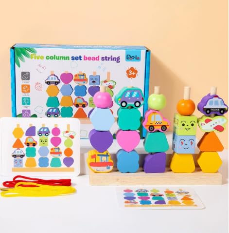 Montessori Spielzeug ab 2 3 4 5 Jahre,Holzspielzeug,Fädelspiel,3-in-1 Motorikspielzeug Fädelspiel Bausteine Sortierspiel für Kinder Stapelspiel Feinmotorik Lernspiele Geschenk für Baby Jungen Mädchen Montessori Spielzeug ab 2 3 4 5 Jahre,Holzspielzeug,Fädelspiel,3-in-1 Motorikspielzeug Fädelspiel Bausteine Sortierspiel für Kinder Stapelspiel Feinmotorik Lernspiele Geschenk für Baby Jungen Mädchen von Feirdhoo
