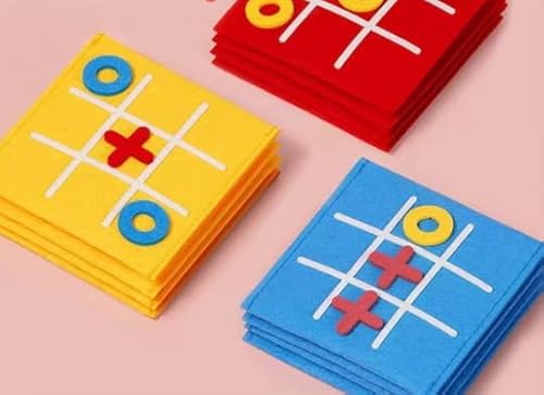 Tic Tac Toe Spiel,12 Stück Bunt Filz Tic Tac Spiel Interessant Tik Tak Toe Filz Brettspiel Kindergeburtstag Gastgeschenke Tictactoe Kleinigkeiten für Schule und Partys Familie Eltern Kind Interaktives von Feirdhoo