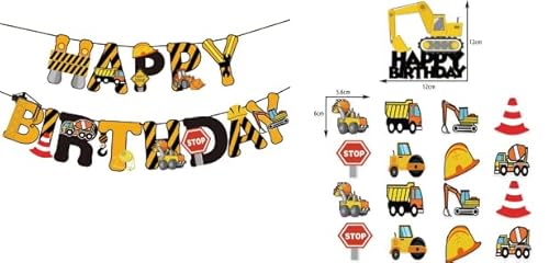 Tortendeko Baustelle,18 Stück Bagger Kuchen Deko,Happy Birthday Banner,Cupcake Topper Gabelstapler, Tortenaufleger für Tischdekoration Thema Geburtstagsparty für 2 3 4 5 Jahre Kindergeburtstag Tortendeko Baustelle,18 Stück Bagger Kuchen Deko,Happy Birthday Banner,Cupcake Topper Gabelstapler, Tortenaufleger für Tischdekoration Thema Geburtstagsparty für 2 3 4 5 Jahre Kindergeburtstag von Feirdhoo