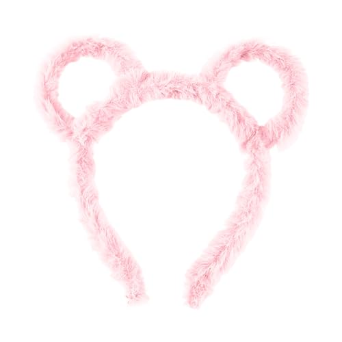 Feizikaw Groß Haarspangen Frauen Winter Dick Gefüllte Stirnband Runde Bär Ohren Make-Up Haar Hoop Cartoon Geformt Gefüllte Haar Hoop Kostüm Cosplay Party (20X17CM) von Feizikaw