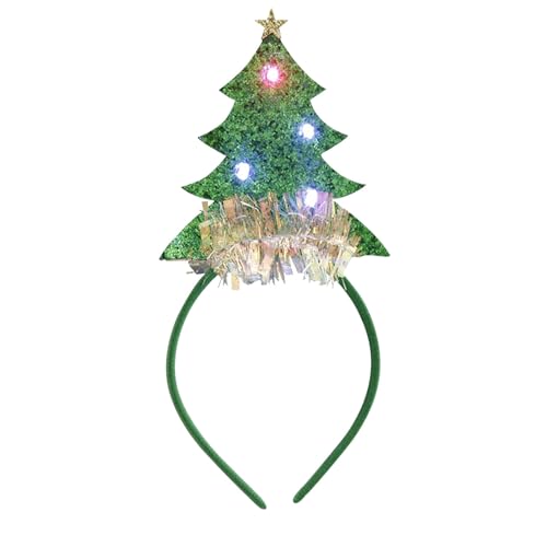 Feizikaw Große Haarspangen für Dickes Haar Weihnachtsdekorationen leuchten Weihnachtsbaum-Stirnband-Kopfbedeckungen schmücken Partyzubehör (G, One Size) von Feizikaw