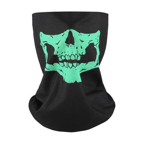 Feizikaw Grusel Maske Halloween Bandana Gesicht Tag der Toten Skelett Gesicht für Cosplay Maskerade Kostüm Party Zubehör Foto Requisiten (Green, 13.5 * 13.5 * 0.5cm) von Feizikaw