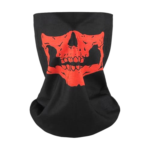 Feizikaw Grusel Maske Halloween Bandana Gesicht Tag der Toten Skelett Gesicht für Cosplay Maskerade Kostüm Party Zubehör Foto Requisiten (Red, 13.5 * 13.5 * 0.5cm) von Feizikaw