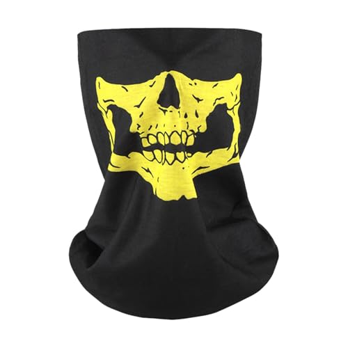 Feizikaw Grusel Maske Halloween Bandana Gesicht Tag der Toten Skelett Gesicht für Cosplay Maskerade Kostüm Party Zubehör Foto Requisiten (Yellow, 13.5 * 13.5 * 0.5cm) von Feizikaw