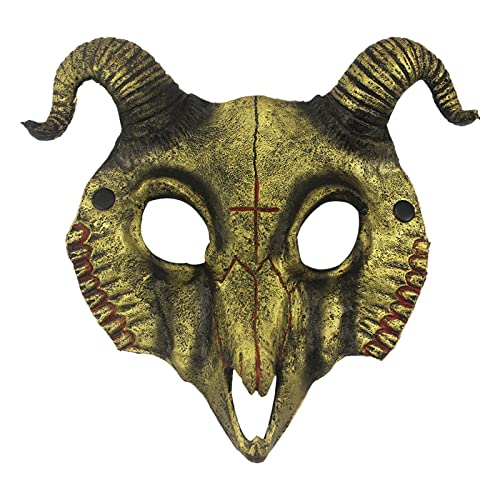 Feizikaw Grusel Maske Halloween Scary Headgear Halloween Horrific The Evil Dead Cosplay Requisiten Alien Bloody (Gold, One Size) von Feizikaw