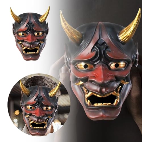 Feizikaw Grusel Maske Japanische Halloween-Party-Kostüm-Requisiten, Halloween, japanische Rollenspiele, Harz, Bühnen-Performance-Requisiten, Party-Dekoration (Red #4, 27 * 21 * 16cm) von Feizikaw