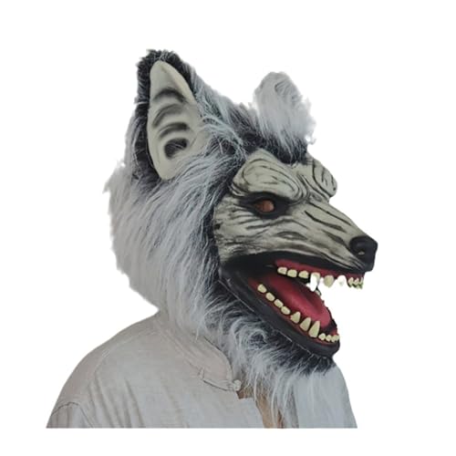 Feizikaw Grusel Maske Wolf Kopfbedeckung Halloween Wilden Walking Requisiten Gute GiftParty (White, One Size) von Feizikaw