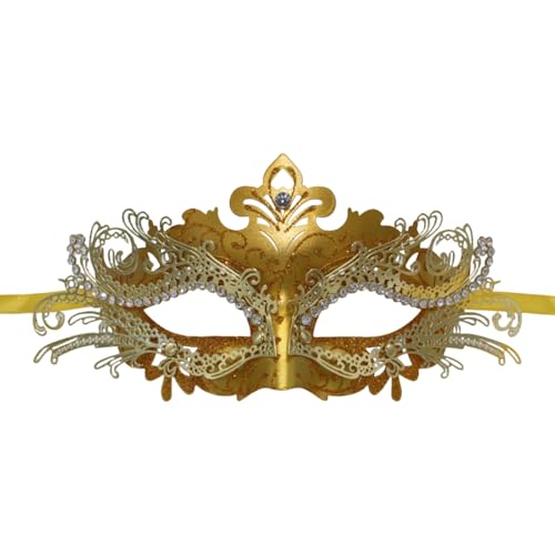 Feizikaw Gruselige Halloween-Totenkopf-Maske Maskerade für Herren und Damen mit Strasskette, Karnevalsdekoration, geeignet für Partykostüme (c-J, 10x23cm) von Feizikaw