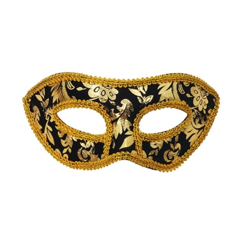 Feizikaw Gruselmasken für Erwachsene Halloween Jazz Maskerade Party Flanell Halbe Gesicht Spitze (Black-4, 19x9cm) von Feizikaw