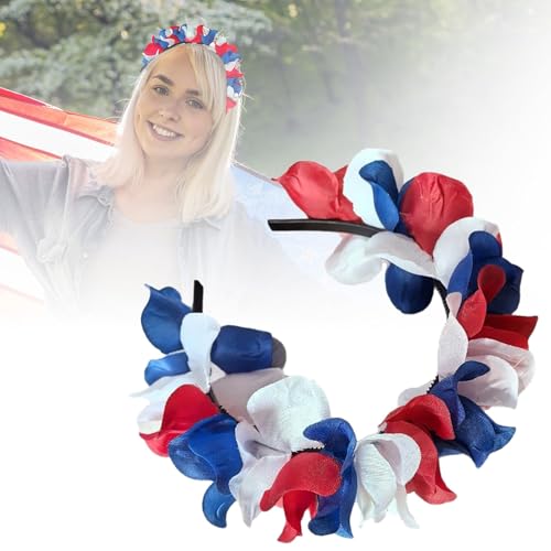 Feizikaw Haar Clip Unabhängigkeitstag-Stirnband, blau, weiß und rot, Blumenstücke, Simulationsblumen-Haarschmuck (Light blue, 19X17X5cm) von Feizikaw