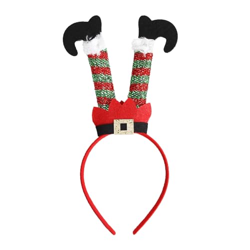 Feizikaw Haarclip Flach Weihnachts-Stirnband, Weihnachtsmütze, Haar-Accessoires, Weihnachtsmann-Stirnband, verkehrt herum, Urlaub, Party, Anzieh-Haar-Accessoires (Red, One Size) von Feizikaw