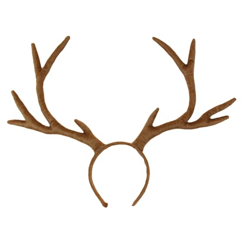 Feizikaw Haarspangen Damen Kaffee Weihnachten Plüschohren Stirnband Hirschohren Schleife Haarband Pelzige Hasenohren Kopfbedeckung für Mädchen Frauen Kostüm Cosplay Party (Coffee, One Size) von Feizikaw