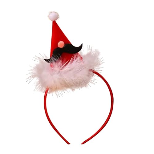 Feizikaw Hair Clips Weihnachts-Stirnbänder, Weihnachts-Haarreif, rote Weihnachtsmütze, Haarband, Party-Kostüm, Haar-Accessoires für Frauen und Mädchen (A, One Size) von Feizikaw