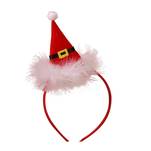 Feizikaw Hair Clips Weihnachts-Stirnbänder, Weihnachts-Haarreif, rote Weihnachtsmütze, Haarband, Party-Kostüm, Haar-Accessoires für Frauen und Mädchen (B, One Size) von Feizikaw
