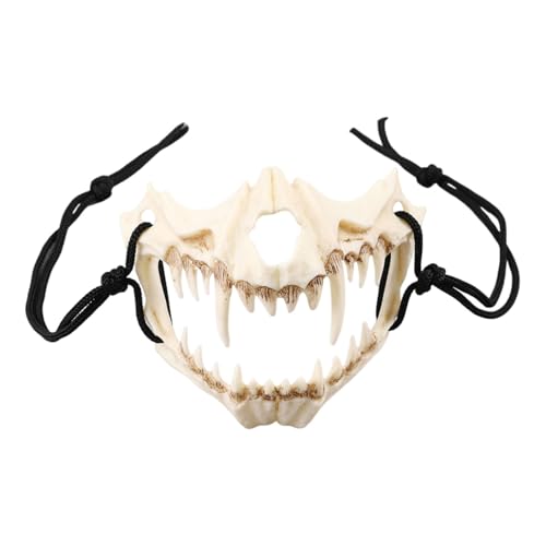 Feizikaw Halloween Maske Dekoration Halloween-Maske im japanischen Stil mit Knochen und verstellbarem Tier für Cosplay-Partys (12 x 13 x 5 cm) (White, 13x12x6cm) von Feizikaw