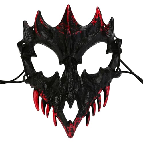 Feizikaw Halloween Maske Erwachsene Halloween Tanzperformance Mit Zwei Halben Gesichter Blutende Tiger Yasha Tengu Menschlicher Wolf (C, One Size) von Feizikaw