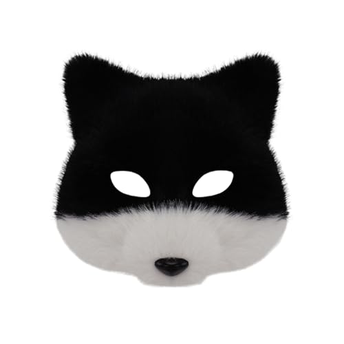 Feizikaw Halloween Maske Erwachsene Maskerade für Erwachsene, realistisches Kunst-Halbgesicht, Tier, Halloween-Kostüm, Party-Zubehör für Männer Frauen (Black, 20x20cm) von Feizikaw