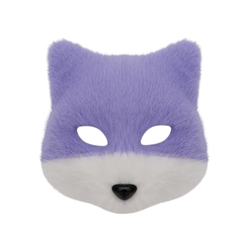 Feizikaw Halloween Maske Erwachsene Maskerade für Erwachsene, realistisches Kunst-Halbgesicht, Tier, Halloween-Kostüm, Party-Zubehör für Männer Frauen (Purple, 20x20cm) von Feizikaw
