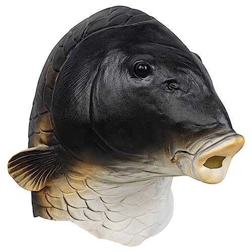 Feizikaw Halloween Maske Herren Lustiger Goldfisch-Kopffisch für Partys Halloween (Black-a, 24x18x2cm) von Feizikaw