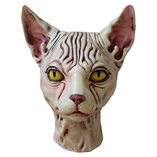 Feizikaw Halloween Maske Katze Tier Kopfbedeckung Halloween Katze Gesicht Requisiten Maskerade Charakter (Beige #3, One Size) von Feizikaw