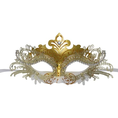 Feizikaw Halloween Maske Totenkopf Maske Maskerade für Herren und Damen mit Strasskette, Karnevalsdekoration, geeignet für Partykostüme (A #4, 10x23cm) von Feizikaw