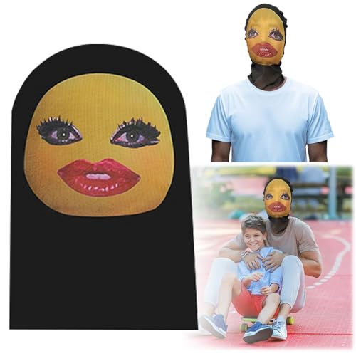 Feizikaw Halloween Masken Lustiges, witziges Ausdruckspaket, lustiges menschliches Gesichtsmuster, knifflige Kopfbedeckung, Radfahren, Sonnenschutz, lustiges Spielzeug, A1 (C-Black, 36X24CM) von Feizikaw
