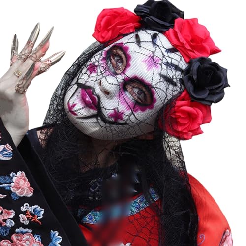 Feizikaw Halloween Skeleton Halloween Maskerade Tanz Performance Kostüm Cosplay Party Requisiten (b-Purple, 24cm) von Feizikaw
