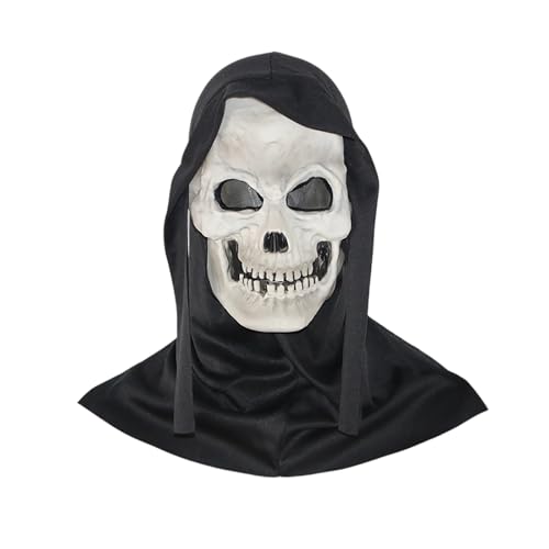 Feizikaw Haloween Maske Gruseliges Gesicht Halloween-Party-Requisite Gruseliges Kostüm Zubehör Make-up für Erwachsene Dekoration (e-White, 40x20cm) von Feizikaw