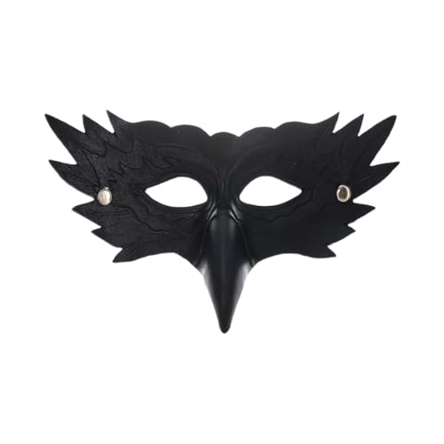 Feizikaw Haloween Maske Halbgesichtige schwarze Vögel für Maskenball-Party, schwarze Vogelaugen (B-Black, 31x16x3cm) von Feizikaw