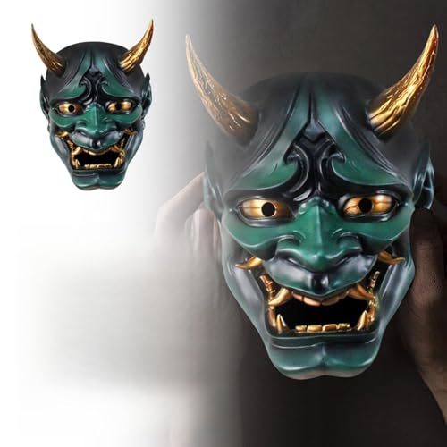 Feizikaw Haloween Maske Japanische Halloween-Party-Kostüm-Requisiten, Halloween, japanische Rollenspiele, Harz, Bühnen-Performance-Requisiten, Party-Dekoration (6-Green, 27 * 21 * 16cm) von Feizikaw