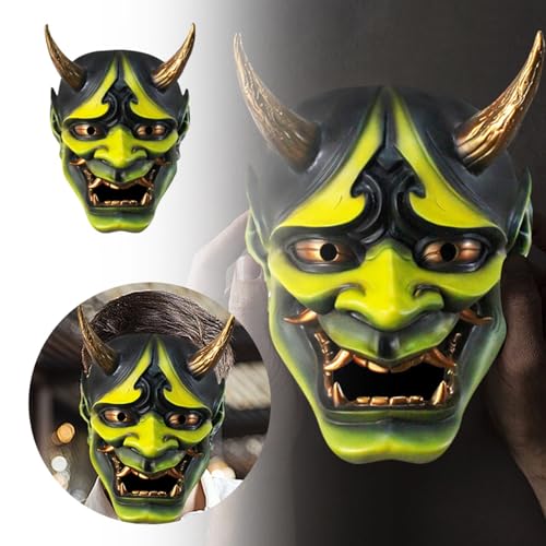 Feizikaw Haloween Maske Japanische Halloween-Party-Kostüm-Requisiten, Halloween, japanische Rollenspiele, Harz, Bühnen-Performance-Requisiten, Party-Dekoration (6-Yellow, 27 * 21 * 16cm) von Feizikaw