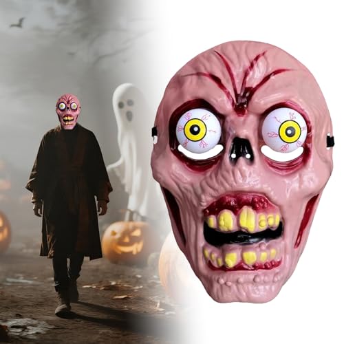 Feizikaw Maske Halloween Herren Halloween Gruseliges Skelett mit Frühlingsaugen Partykostüm Zubehör für Erwachsene und Kinder (24cm x 17.5cm x 6cm) von Feizikaw