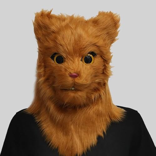Feizikaw Maske Halloween Herren Offener Mund süße Katze Kopfbedeckung Maskerade Party offener Mund Tier (Yellow-B, 45cm) von Feizikaw