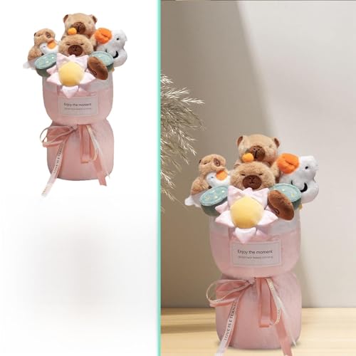 Feizikaw Party Accessoires Buddha Capybara Figur Blumenstrauß Puppe Kapibala Puppe Überraschung Valentinstag Geburtstag (40cm) von Feizikaw