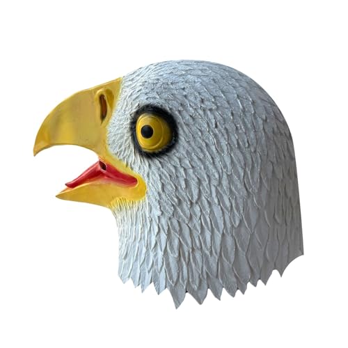 Feizikaw Silikon Maske Männer Kostüm Zubehör Realistische Vogel Kopfschmuck Für Halloween Cosplay Party Maskerade (White, 25x24cm) von Feizikaw