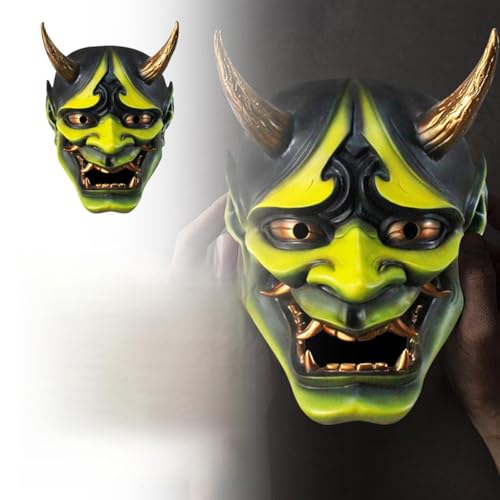 Feizikaw Totenkopf-Maske Japanische Halloween-Party-Kostüm-Requisiten, Halloween, japanische Rollenspiele, Harz, Bühnen-Performance-Requisiten, Party-Dekoration (6-Yellow, 27 * 21 * 16cm) von Feizikaw