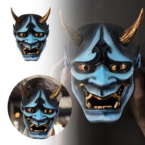 Feizikaw Totenkopf-Maske Japanische Halloween-Party-Kostüm-Requisiten, Halloween, japanische Rollenspiele, Harz, Bühnen-Performance-Requisiten, Party-Dekoration (Sky Blue #6, 27 * 21 * 16cm) von Feizikaw