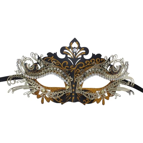 Feizikaw Totenkopf Maske Kinder Maskerade für Herren und Damen mit Strasskette, Karnevalsdekoration, geeignet für Partykostüme (F-c, 10x23cm) von Feizikaw