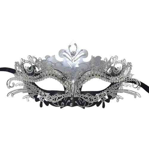 Feizikaw Totenkopf-Maske Maskerade für Herren und Damen mit Strasskette, Karnevalsdekoration, geeignet für Partykostüme (I #2, 10x23cm) von Feizikaw