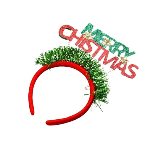 Große Haarspangen für Dickes Haar Fröhliche Weihnachts-Stirnbänder, süße Haarbänder mit Weihnachtsdesign, grüner Glitzer-Haarreif, Weihnachtsparty-Kostüm, Kopfbedeckung, (Yellow, 22x20x1cm) von Feizikaw