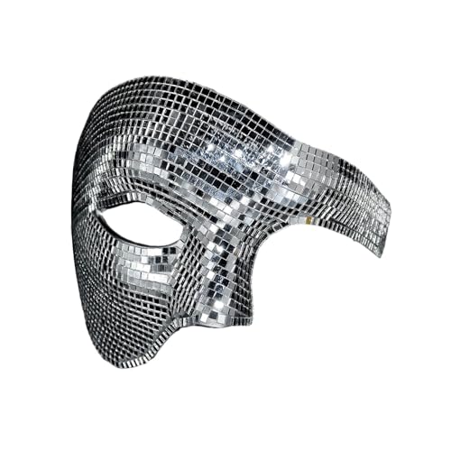 Grusel Maske Disco Half Face Party Kostüm Zubehör Glow In The Dark Maskerade Für Halloween Cosplay Festliche Veranstaltungen (White-1, 19cm) von Feizikaw